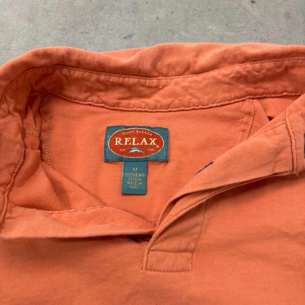 Tommy Bahama Relax Polo Shirt Mens Medium Orange Short Sleeve Pima Cotton